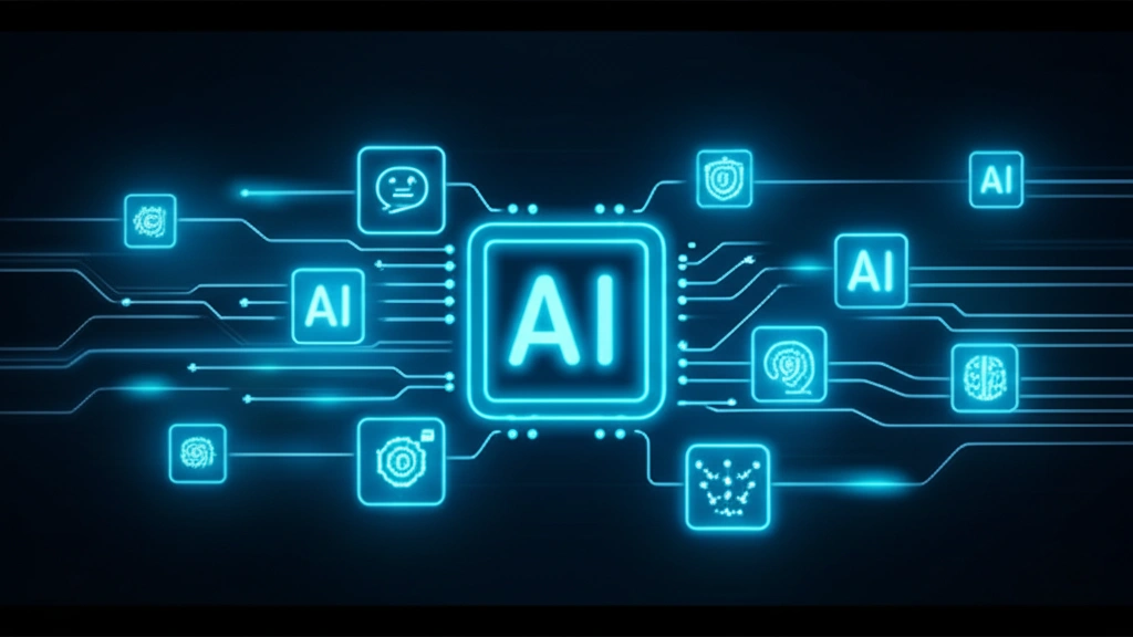 Collage of diverse, modern icons representing different AI capabilities interconnected with glowing lines on a dark, tech-themed background.